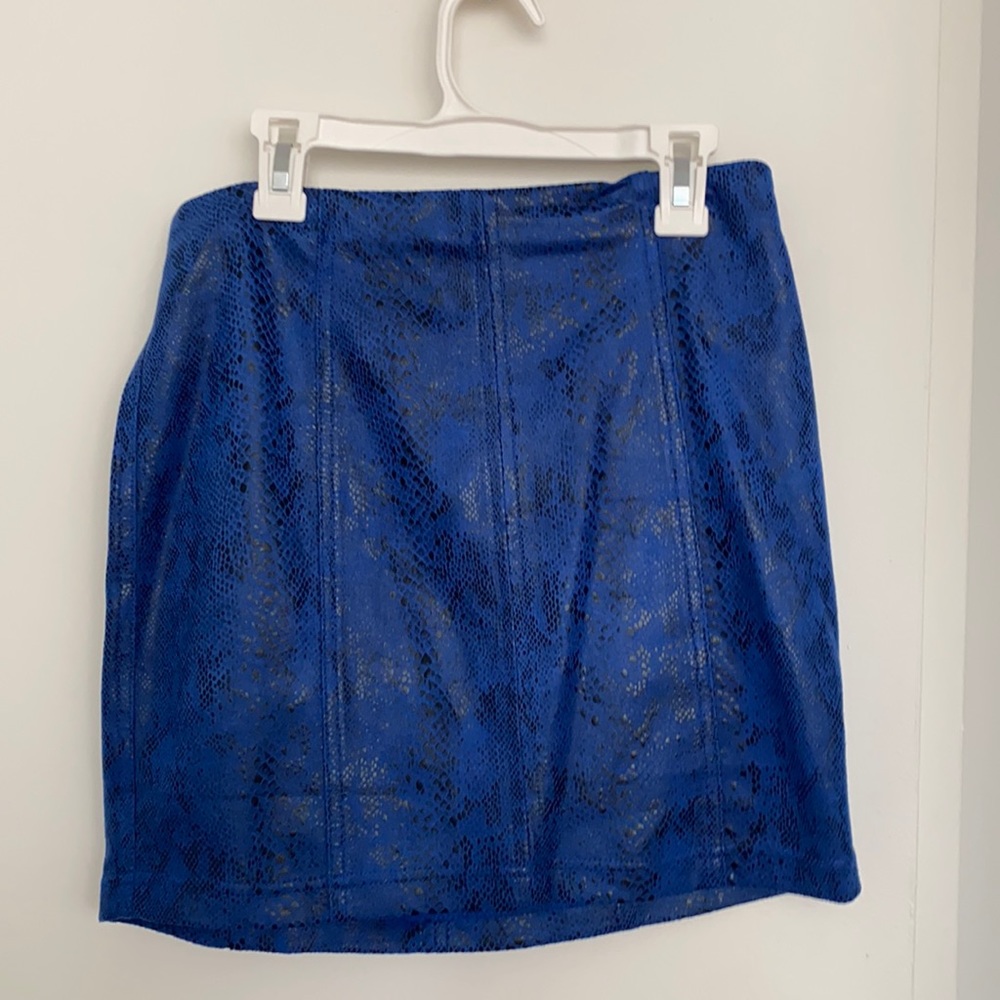 Mini blue snakeskin skirt
